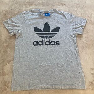 Adidas Originals Trefoil T Shirt Men’s Large Gray Black Logo Graphic Casual